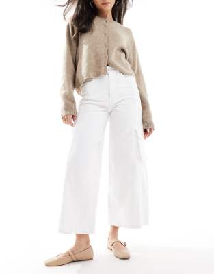 cargo cullote denim pants in white