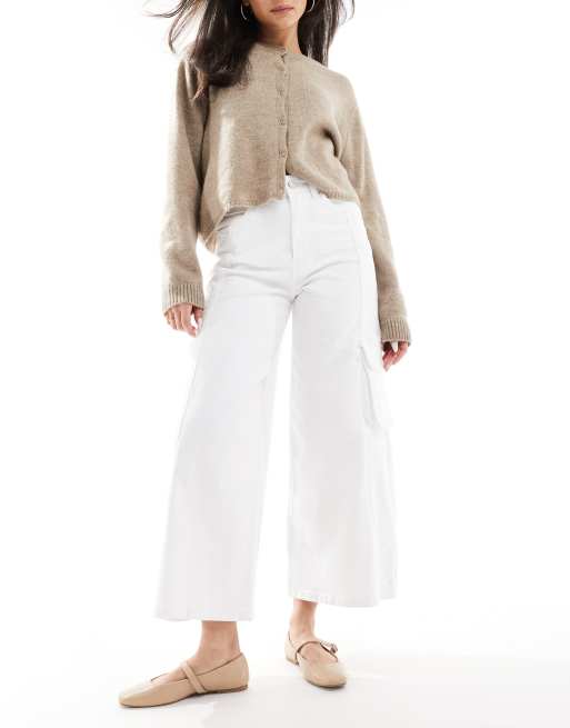 Scalpers cargo cullote denim pants in white  