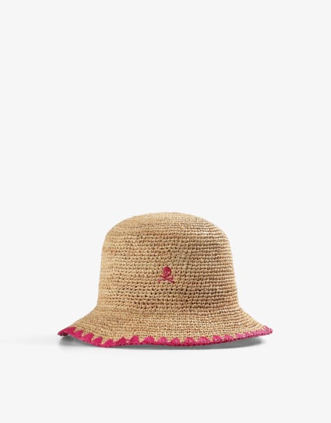 Scalpers - Chapeau en raphia cousu - Fuchsia - view 1