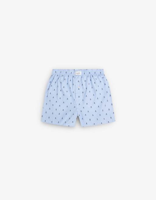 Scalpers - Charles - Gestreepte boxershort met doodshoofdjes in blauw
