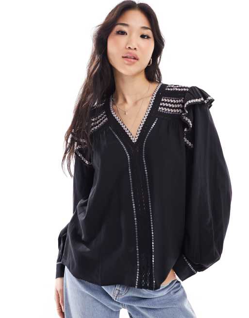 Scalpers - Chemise à manches longues et sequins - Noir