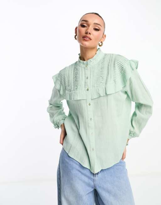 Scalpers - Chemise avec volants - Vert pâle