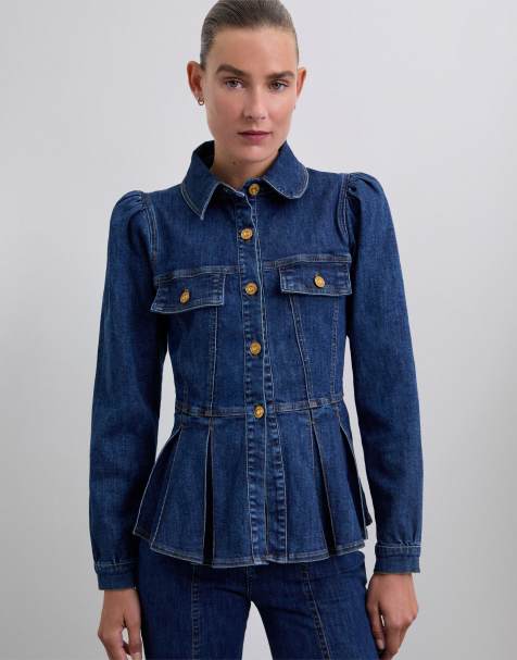 Scalpers - Chemise en jean à manches bouffantes - Indigo - view 1