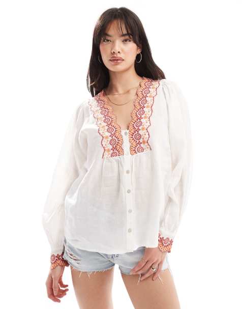 Scalpers chest embossed shirt in white - view 1