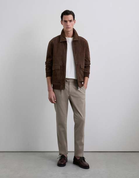 Scalpers - Chinobroek met plooien in taupe - view 1