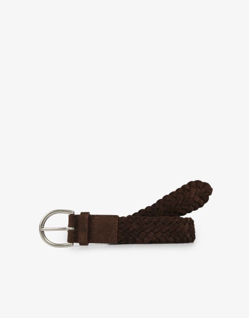 Scalpers - Cintura in camoscio marrone intrecciata
