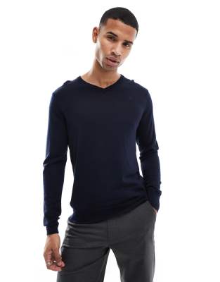 classic V-neck sweater in navy