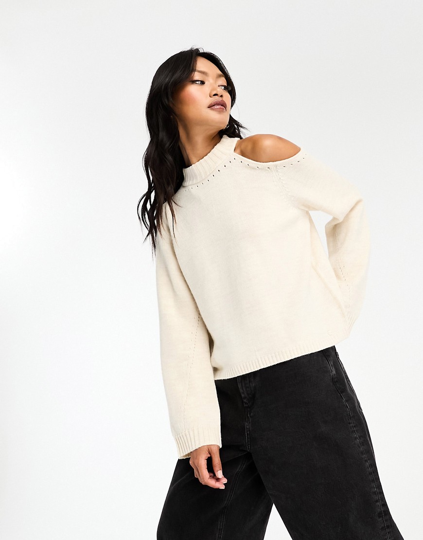 Scalpers cold shoulder jumper in off white-Neutral
