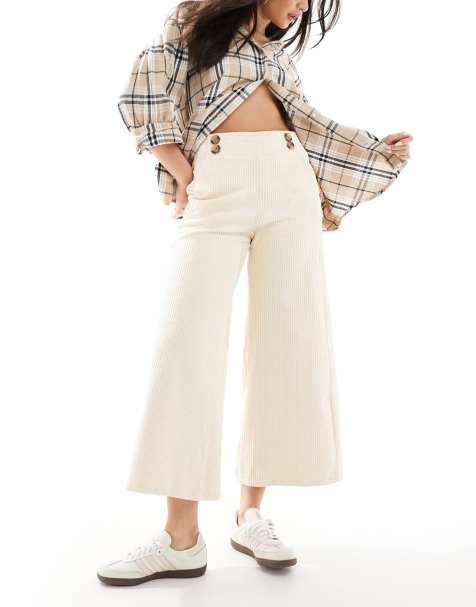 Scalpers Corduroy Buttons Culotte In Ecru  
