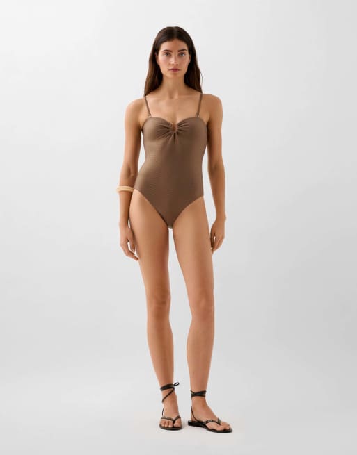 Scalpers - Costume da bagno marrone pitonato