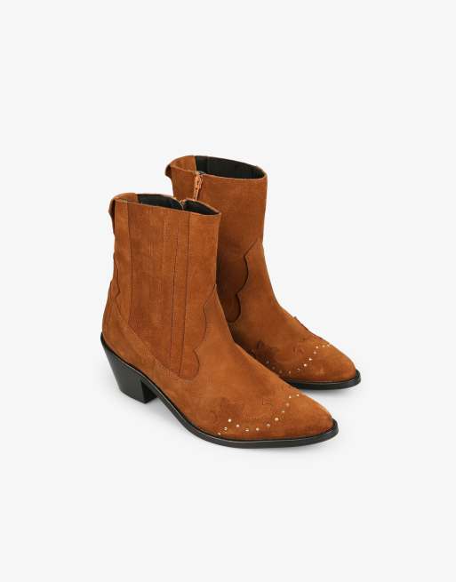 Scalpers – Cowboy-Stiefel aus Leder in Camel