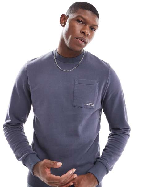 Scalpers crew pocket sweater in navy - view 1
