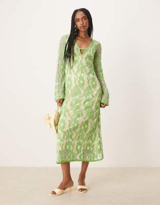 crochet dress in green