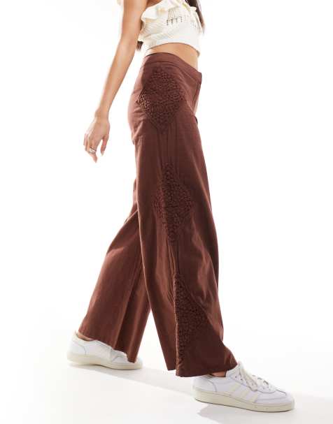 Scalpers crochet pant in brown