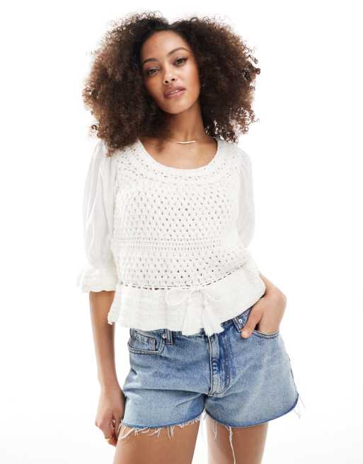 Scalpers crochet shirt in white