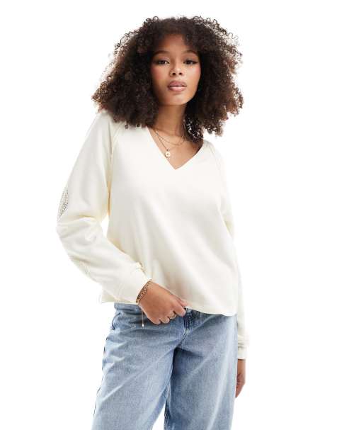 Scalpers crochet sweater in ecru - view 1