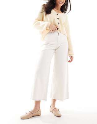 culotte denim pants in ecru-White