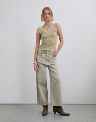Scalpers - Culotte-Hose aus Denim in Ecru mit Ziernaht-Neutral