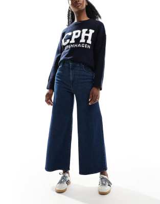 Scalpers - Culotte - Jeans in Indigoblau mit weitem Bein