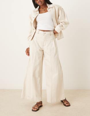 Scalpers Culotte Sides Denim Pants In Neutral