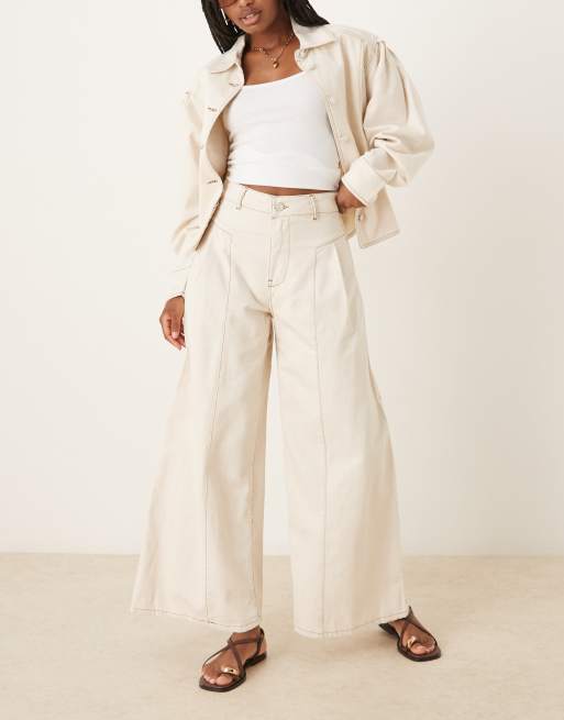Scalpers culotte sides denim pants in ecru