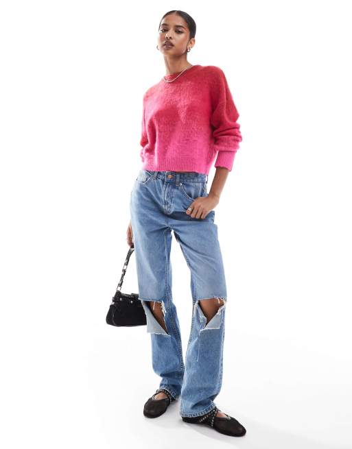 Scalpers - Degrade - Geborstelde trui in fuchsia