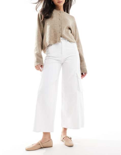 Scalpers - Denim culotte cargobroek in wit - view 1