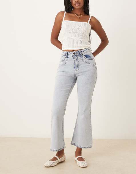 Scalpers - Denim enkelbroek met stiksels in licht indigo - view 1