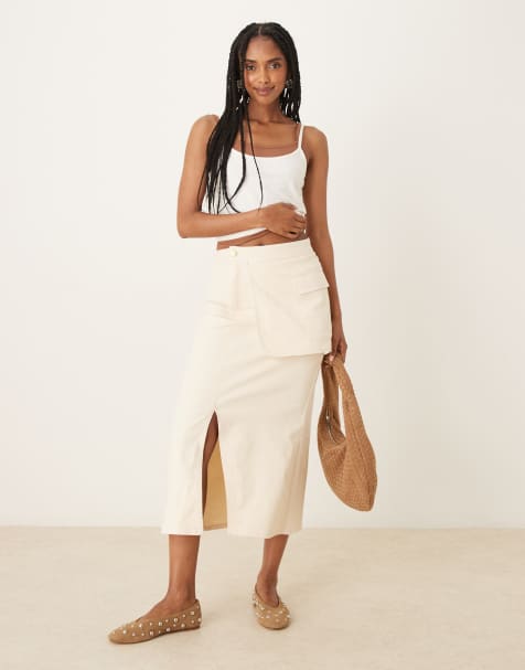 Scalpers Denim pocket skirt in ecru