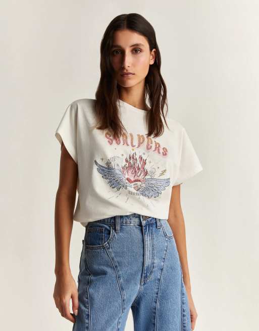 Scalpers - Dolphin - T-shirt in gebroken wit