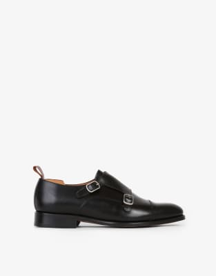 double monk strap shoes in black