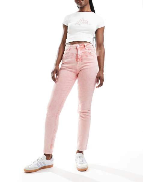 Scalpers double seam front denim jeans in coral - view 1