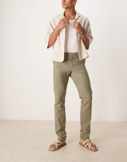 Scalpers Duomo linen mix suit pants in khaki