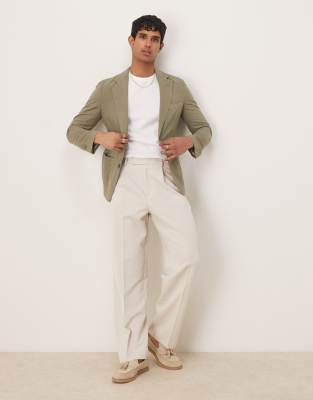 Scalpers Duomo Linen Suit Blazer In Green