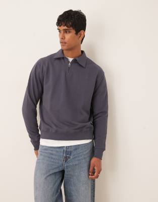 Easy mid zipper sweater in navy