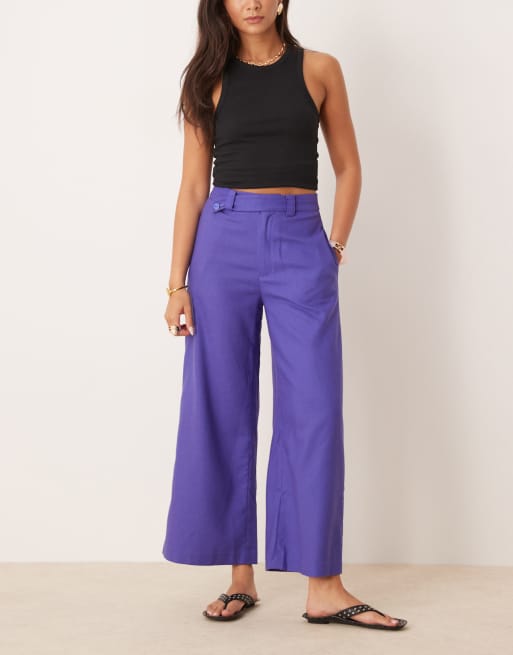 Scalpers – Einfarbige Leinenhose in Lila