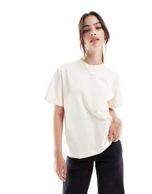 Scalpers - Einfarbiges T-Shirt aus schwerem Stoff in Natur-Neutral