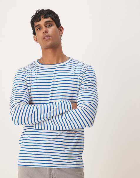 Scalpers – Emb – Langärmliges Shirt in blau gestreift - view 1