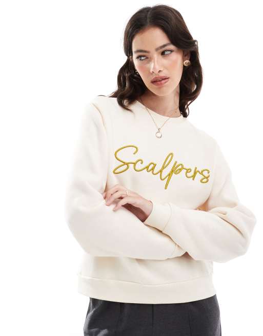 Scalpers Emb Sweater In Ecru  
