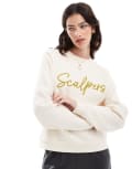 [Scalpers] Scalpers embroidered sweater in ecru-White M Ecru