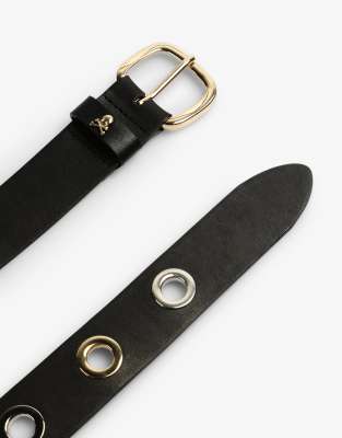 eyelet belt in black