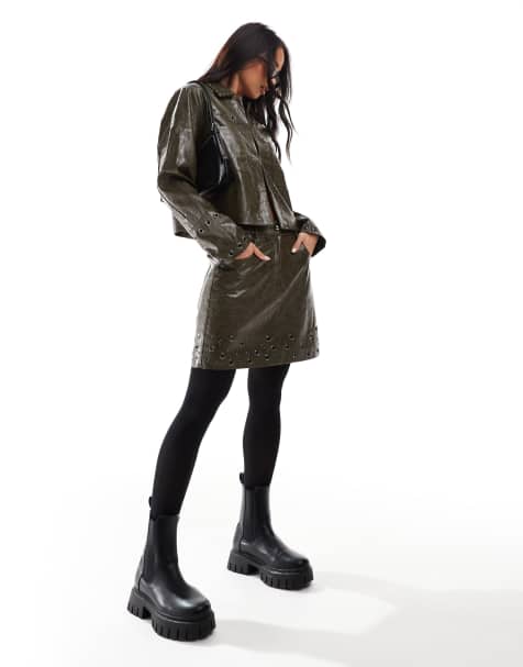 Scalpers Eyelet Skirt In Green  