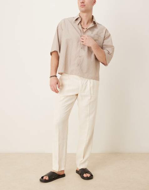 Scalpers Firenze linen trousers in cream - view 1