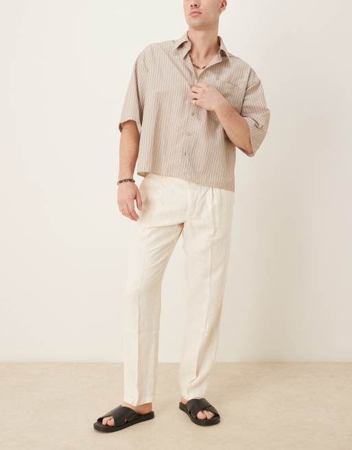 Scalpers - Firenze - Pantaloni in lino color crema
