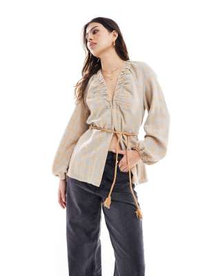 Scalpers - Flow - Karierter Blazer in Beige-Neutral