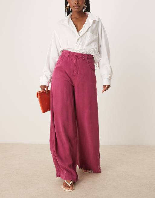 Scalpers fluid color pants in bougainvillea