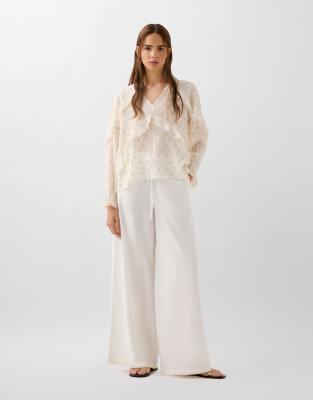 Foil shirt in ecru-Neutral