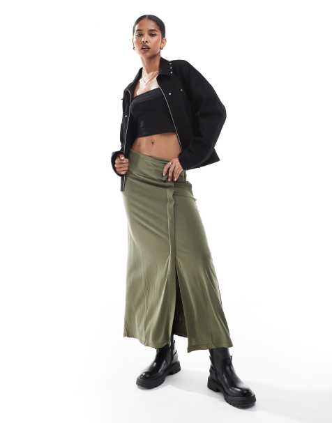 Scalpers Folded Skirt In Khaki  