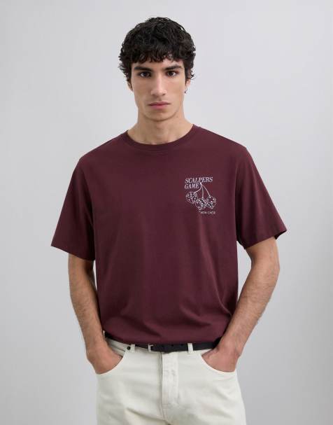 Scalpers - Game - T-shirt bordeaux con stampa - view 1