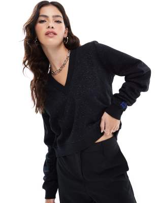 gathered sweater in black